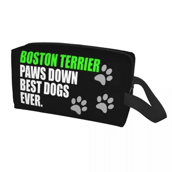 Custom Boston Terrier Сумка для туалетных принадлежностей для женщин Pet Dog Pattern Щенок Косметический Макияж Органайзер Женская Красота Хранение Dopp Kit Box