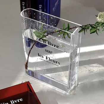 CuteLife Klein Blue Book Прозрачная акриловая ваза Современное украшение Домашний стол Ваза для цветов Свадьба Гидропонная комната Ваза для растений