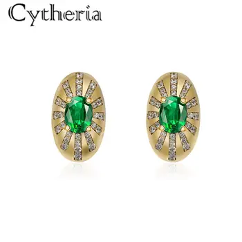 Cytheria ретро женские серьги платье аксессуары зеленый циркон горный хрусталь серьги-гвоздики подарки для вечеринок