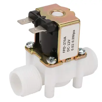 Dc12V N/C Нормально закрытый водяной электромагнитный клапан G1/2-дюймовый пластиковый электрический электромагнитный клапан для диспенсера воды