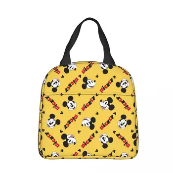 Disney Желтый Микки Маус Изолированная сумка для ланча Портативная многоразовая термосумка Тоут Ланч-бокс Пляжный пикник Девочка Мальчик