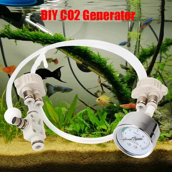 DIY Клапан CO2 Диффузор Самодельный CO2 с устройством потока воздуха под давлением для аквариума Вода Трава Генератор CO2 Комплект