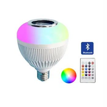 E27 Беспроводная светодиодная лампа для динамиков RGB 12 Вт Лампа для воспроизведения музыки Пульт дистанционного управления