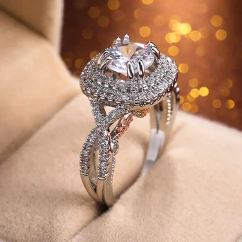 Eternity Обручальное кольцо с прозрачным белым кубическим циркониевым штырем Модные обручальные кольца для женщин