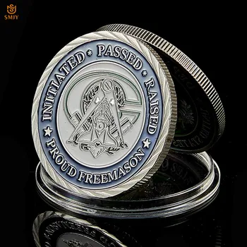 Euro Гордый масонский масонство Логотип и масонская надежда Вера Благотворительность Изысканный посеребренный жетон Вызов Монета Стоимость Коллекция