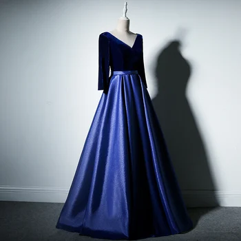 GUXQD Синие вечерние платья с V-образным вырезом Женские выпускные платья для вечеринок Официальное мероприятие Vestido De Noche robes de soirée abendkleider