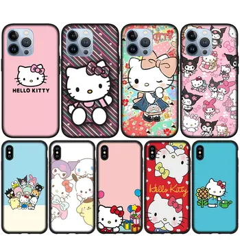 Hello kitty Cat Cute Fashion Чехол для телефона для iPhone 15 14 13 12 Mini 11 Pro X XR XS Max 8 7 Plus + 15+ Мягкий чехол