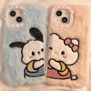 Hello Kitty Sanrio Pochacco Аниме Kawaii Чехол для телефона Симпатичный мультяшный парный защитный чехол для IPhone 11 12 13 14 15 Pro Max Подарок