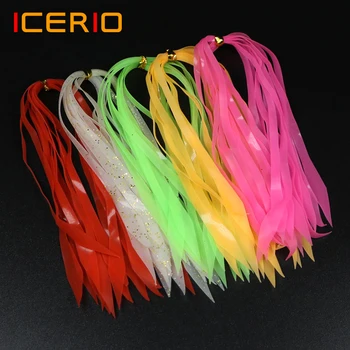 ICERIO 100PCS Многоцветный светящийся силиконовый стример Спиннербейт Buzzbait Резиновые джиговые приманки Материал силиконовых кальмаров