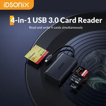 iDsonix Кардридер 4 в 1 USB3.0 Кардридер Скорость передачи 5 Гбит/с Поддержка TF / SD / CF / MS Адаптер карты памяти для ноутбука ПК Macbook