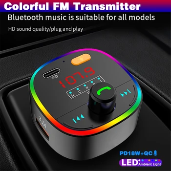 KEBIDU Автомобильный FM-передатчик Bluetooth 5.0 Гарнитура громкой связи Модулятор Автомобильное зарядное устройство 18 Вт Двойной USB Автомобильный MP3-плеер Беспроводной аудиоприемник