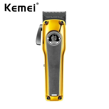 Kemei Парикмахер Машинка для стрижки волос Бесщеточный двигатель DLC Выцветание лезвия Триммер для волос Аккумуляторная беспроводная электрическая коническая машина для стрижки волос
