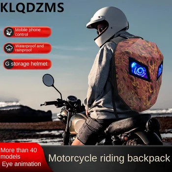 KLQDZMS Мотоциклетный рюкзак Cool LED Knight Pattern Shell Шлем Мотоцикл Унисекс Езда Компьютерный рюкзак Компрессионный рюкзак