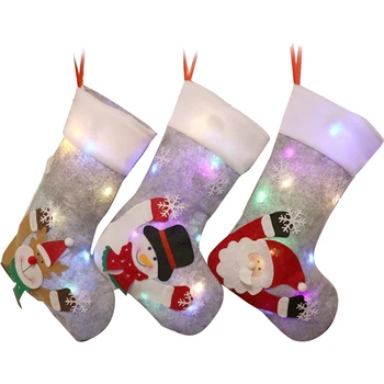 Led Рождественские носки Висячие Рождественские чулки Рождественские конфеты Чулки