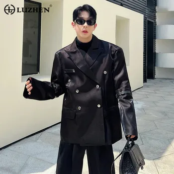 LUZHEN Новый корейский элегантный роскошный пиджак куртка модный мужской металлический цвет костюм пальто мода мужская уличная одежда осень E87bd8