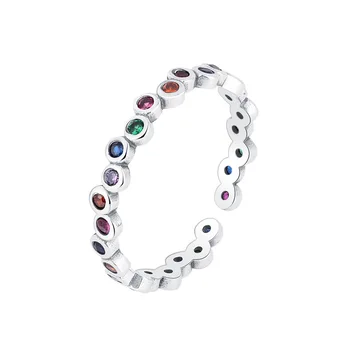 MeiBaPJ S925 Стерлинговое Серебро Chaopai Красочное полосатое кольцо Изысканная мода Свадебные ювелирные изделия для женщин