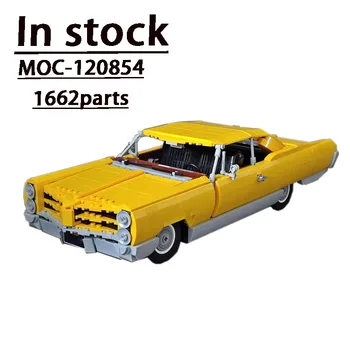 MOC-120854 Желтый 1966 Классический гоночный автомобиль Сборка Сращивание Строительный блок Модель1662 Детали Строительный блок Детский подарок на день рождения