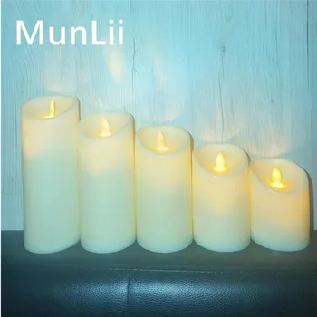 MunLii Светодиодная электрическая лампа для свечей Swing Беспламенные свечи Свечи с батарейным питанием для свадебного декора Принадлежности для вечеринки по случаю дня рождения