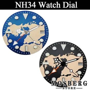 NH34 Стерильный 29-миллиметровый светящийся циферблат часов Стрелки часов с окошком даты для NH34A NH35 3,0 часа 3,8 часа Автоматический механизм