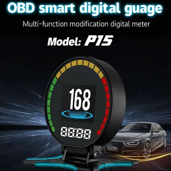 OBD2 P15 Проекционный дисплей Дигтиальный автомобильный спидометр Масло Вода Температура Расход топлива Автомобильная электроника Аксессуары HUD OBD2 Дисплей