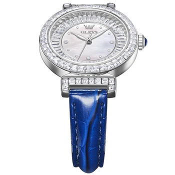 OLEVS 9983 Кварцевые модные часы Ремешок для часов из натуральной кожи Круглый циферблат