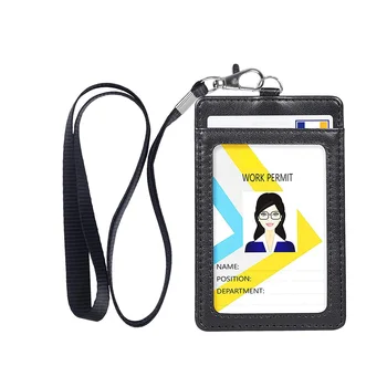  PU кожаный держатель для кредитных карт кошелек держатель значка черный женский мужской ремешок для шеи удостоверения личности для офисных школьных удостоверений личности сумки для кредитных карт