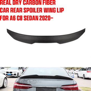Real Dry Carbon Fiber Авто Задний спойлер Крыло Удлинитель Для Audi A6 C8 2020-2023 PSM / M4 Style Задний спойлер багажника Крыло багажника