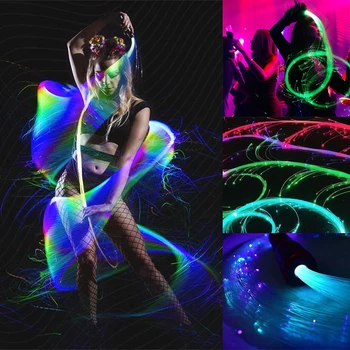RGB Светодиодный волоконный танцевальный хлыст Свет Дискотека Танцевальная вечеринка Перезаряжаемая светящаяся хлыст Sparkle Flow Игрушка 10 режимов свечения 36 Эффект лампы