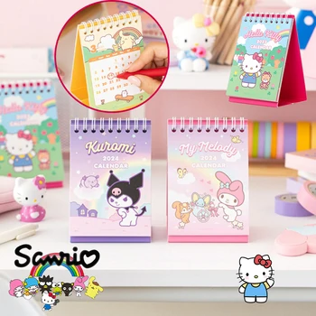 Sanrio Hello Kitty 2024 Мини Настольный Календарь Аниме Маленькое Ежедневное Планирование Ежемесячный Календарь для Дома Планировщик стола Памятка Расходные материалы
