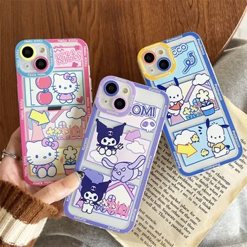 Sanrio hello kitty Kuromi Pochacco Прозрачный чехол для телефона для iPhone 15 14 13 12 11 Pro Max Xr 8 14 Plus Чехол Симпатичная мультяшная обложка
