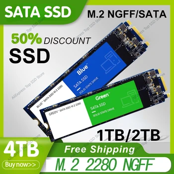 SATA SSD Hot SSD M2 NGFF 2280 SATA3 M2SSD 512 ГБ 1 ТБ 2 ТБ 4 ТБ Жесткий диск Компьютер Внутренний жесткий диск для настольных компьютеров Ноутбук Жесткие диски