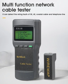 SC8108 Портативный сетевой тестер с ЖК-дисплеем Измеритель и тестер телефонного кабеля LAN с дисплеем RJ45