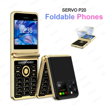 SERVO P20 4 SIM-карты Flip Мобильный телефон Быстрый набор Волшебный голос Светодиодный фонарик MP3 FM-радио 2,4-дюймовый HD-экран GSM Разблокированный мобильный телефон