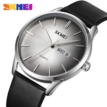 SKMEI Спортивные часы для мужчин Мода Минималистичные ультратонкие кварцевые наручные часы Деловые кожаные Дата Неделя Дисплей Мужские часы
