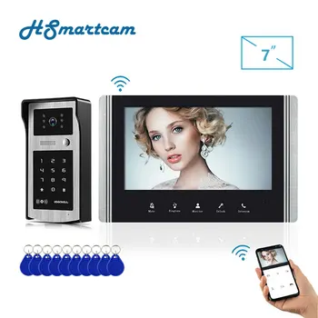 Smart TUYA 7-дюймовый Wi-Fi видеодомофон для домофона для домашнего монитора С паролем / RFID-картой Разблокировка водонепроницаемой камеры