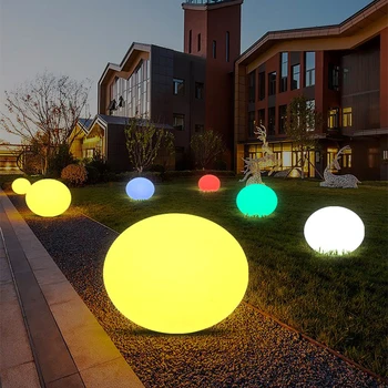 TEMAR Современная белая газонная лампа Водонепроницаемый IP65 Открытый круглый светодиодный 16-цветный фонарь для украшения садового парка