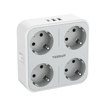 TESSAN Multi Outlets Настенный удлинитель розетки с розетками переменного тока, USB-портами и типом C, EU KR Plug Power Strip Adapter Зарядное устройство для дома