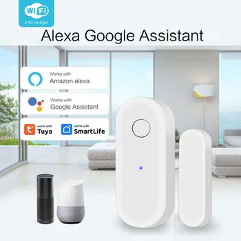 Tuya Smart WiFi Door Window Sensor Дверь Магнитный датчик открытия/закрытия Охранная сигнализация Независимая с Smartlife Alexa Google Home