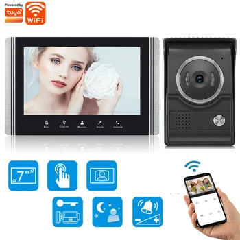 Tuya Smart WiFi Видеодомофон Домофон для дома с ИК-камерой Видеодомофон 7-дюймовый HD монитор Разблокировка