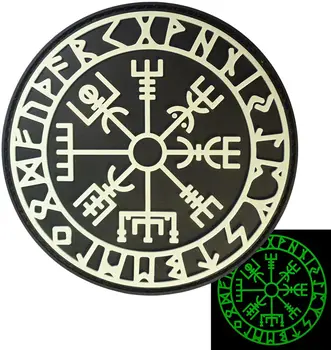 Vegvisir Viking Compass Norse Rune Patch Military Morale ПВХ Светящиеся в темноте патчи Застежка Molle Эмблема для одежды