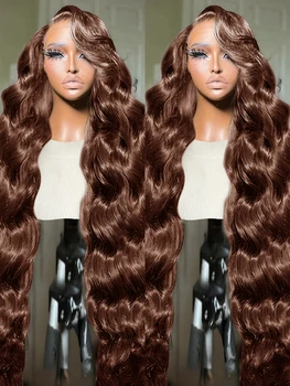 Wear and Go Бесклеевой шоколадно-коричневый Body Wave 13x6 13x4 HD Прозрачный кружевной фронтальный парик из натуральных волос Цветные парики из натуральных волос