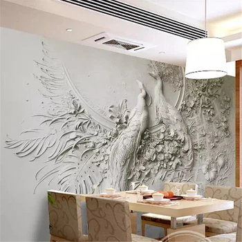 wellyu papel de parede Пользовательские обои 3D фрески обои papel de parede тисненые павлин фон телевизор настенная живопись 3d обои