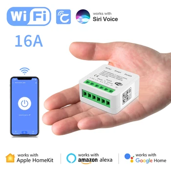 WiFi Smart Switch Для Apple Homekit MFI 16A 2-way Mini Auto Home Wall Relay Timer Timer, совместимый с Alexa Google Home