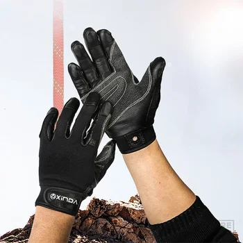 XINDA Профессиональные виды спорта на открытом воздухе Перчатки для скалолазания из воловьей кожи на полный палец Скалолазание Скоростной спуск Пешие прогулки Противоскользящие износостойкие перчатки