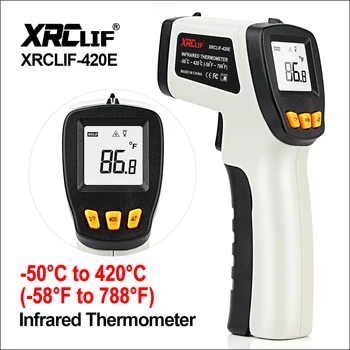 XRCLIF Бесконтактный цифровой лазерный инфракрасный термометр Пистолет Сигнализация высокой низкой температуры -58 ° F ~ 1022 ° F Пирометр Измеритель температуры