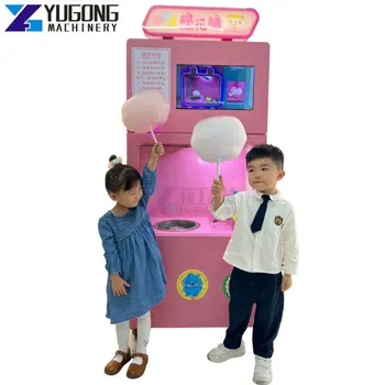 YG Автоматический индивидуальный торговый автомат для производства сахарной ваты Коммерческий робот Fairy Floss Розовый торговый автомат по сахарной вате
