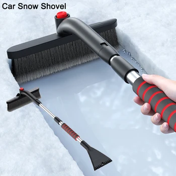 Автомобильная лопата для снега 360 градусов скребок для льда со щеткой для удаления снега на лобовом стекле автомобиля регулируемая метла автомобильный инструмент для борьбы со льдом снегоуборщик