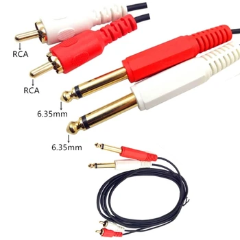адаптер RCA/1/4, кабель-переходник RCA на 1/4 6,35 мм, 2 6,35-мм стерео 1/4 дюйма TRS на 2 RCA
