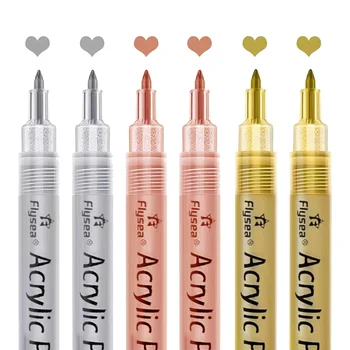  акриловые ручки - золотые, серебряные и розовые золотые ручки, металлические маркеры, набор металлических ручек для краски на водной основе