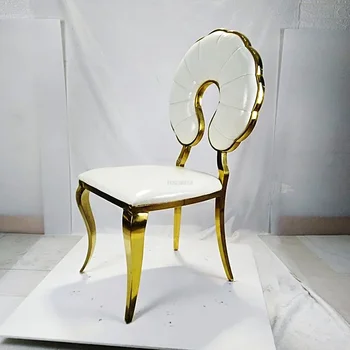 Американские золотые обеденные стулья из нержавеющей стали Креативный обеденный стул Современный банкетный зал Стул для отеля Мебель для комнаты отдыха